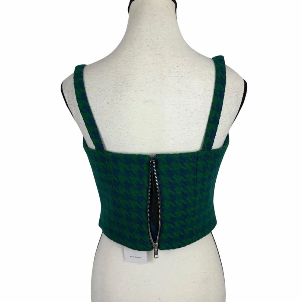 Lovers + Friends Houndstooth Wool Blend Corset Top Adjustable Straps S Revolve - Picture 5 of 10